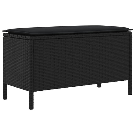 Havepuf med pude Sort 80 x 38 x 45 cm PE Rattan
