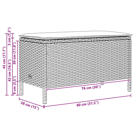 Havepuf med pude Sort 80 x 38 x 45 cm PE Rattan
