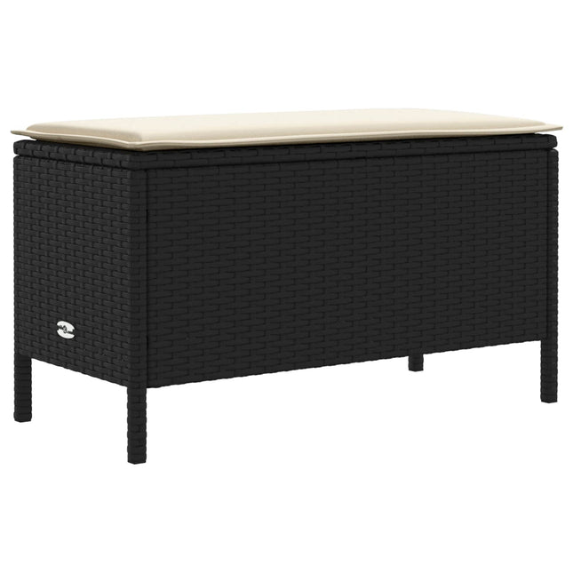 Havepuf med pude Sort og Cream 80 x 38 x 45 cm PE Rattan