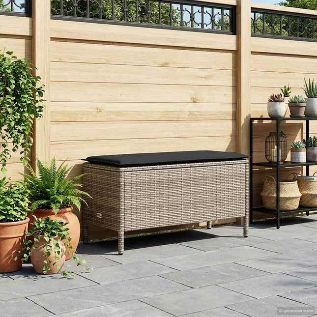 Havepuf med pude Grå og Mørkegrå 80 x 38 x 45 cm PE Rattan