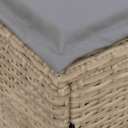 Havepuf med pude Beige og lys grå 80 x 38 x 42 cm PE Rattan