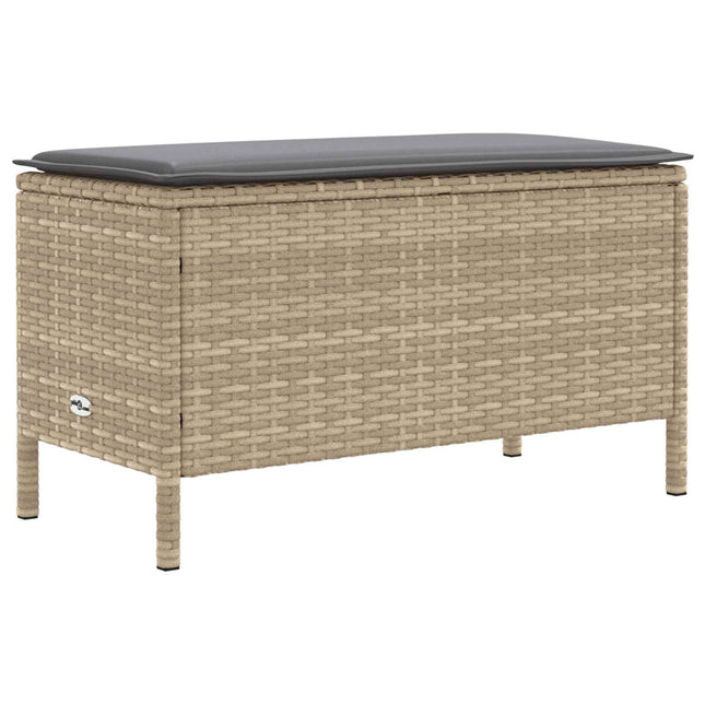 Havepuf med pude Beige og lys grå 80 x 38 x 42 cm PE Rattan