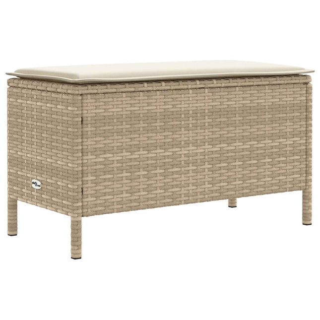 Havepuf med pude Beige og creme 80 x 38 x 42 cm PE Rattan