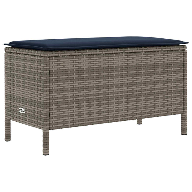 Havepuf med pude Grå og Marineblå 80 x 38 x 42 cm PE Rattan