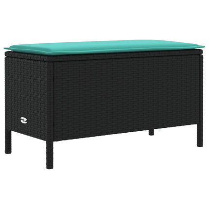 Havepuf med pude Sort og turkis 80 x 38 x 42 cm PE Rattan