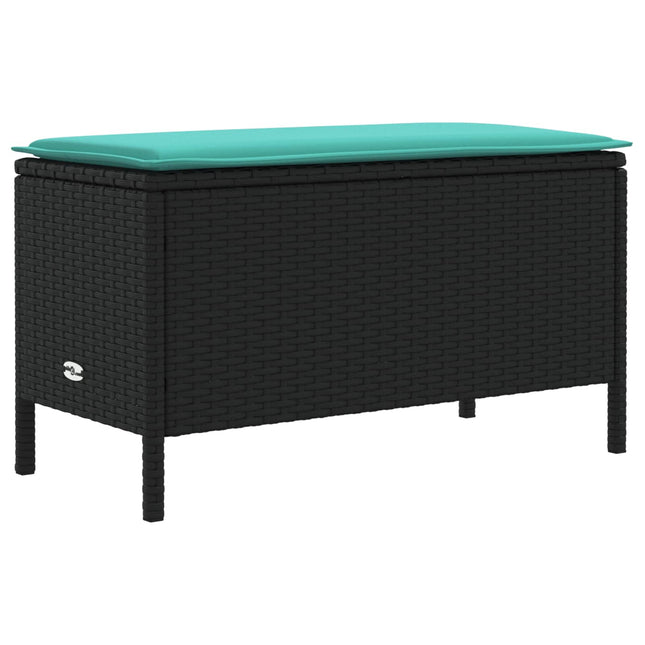 Havepuf med pude Sort og turkis 80 x 38 x 42 cm PE Rattan