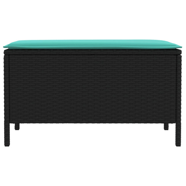 Havepuf med pude Sort og turkis 80 x 38 x 42 cm PE Rattan