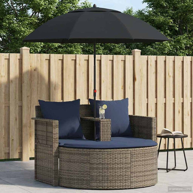 Havemøbelsofa 8 stk. polyrattan Grå og Marineblå