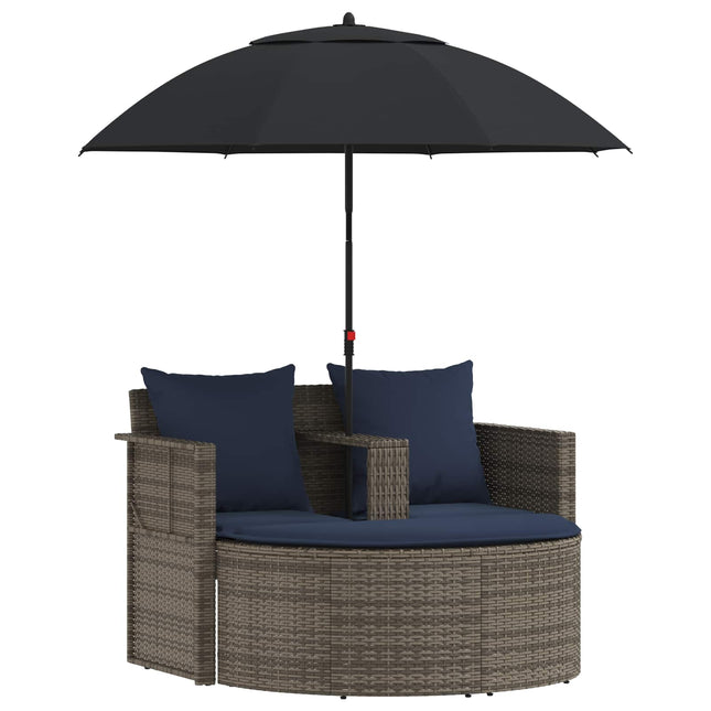 Havemøbelsofa 8 stk. polyrattan Grå og Marineblå