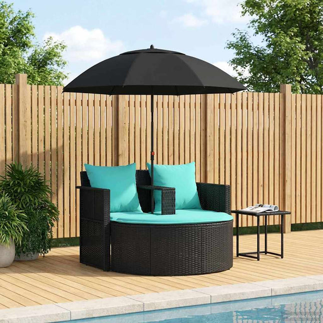 Havemøbelsofa 8 stk. polyrattan Sort og turkis