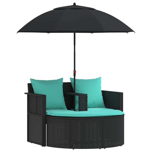 Havemøbelsofa 8 stk. polyrattan Sort og turkis