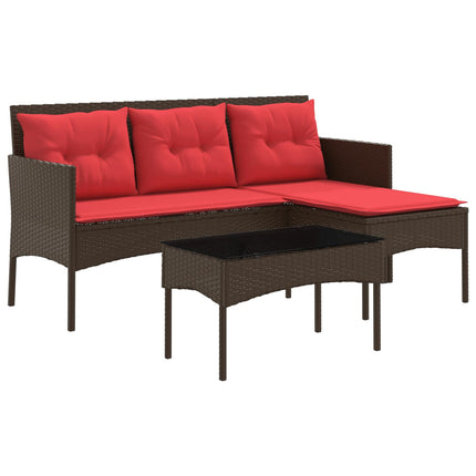 Havesofa Sæt 2 stk. Brun og Rød polyrattan