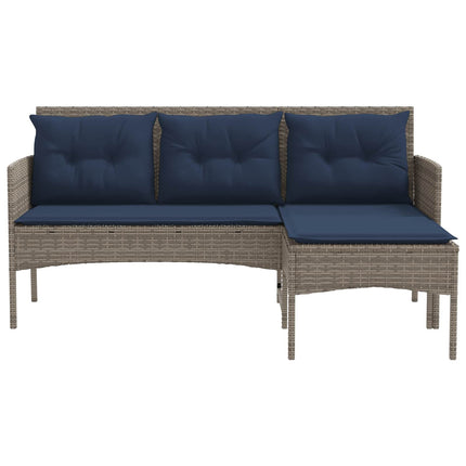 Havesofa Sæt 2 stk. Grå og Marineblå polyrattan