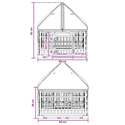 4 Panelers Hundelufter med Tag 60 x 60 x 82 cm Plastik Hvid