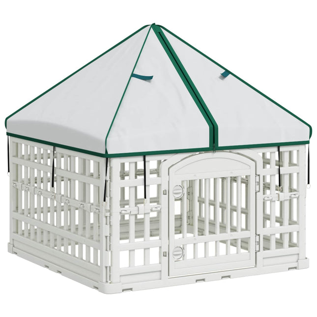 4 Panelers Hundelufter med Tag 88 x 88 x 112 cm Plastik Hvid