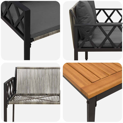 Have møbel sæt 4 stk. Grå og Mørkegrå polyrattan