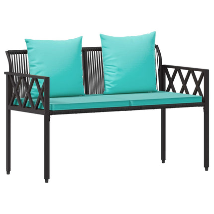 Have møbel sæt 4 pcs Sort og turkis polyrattan