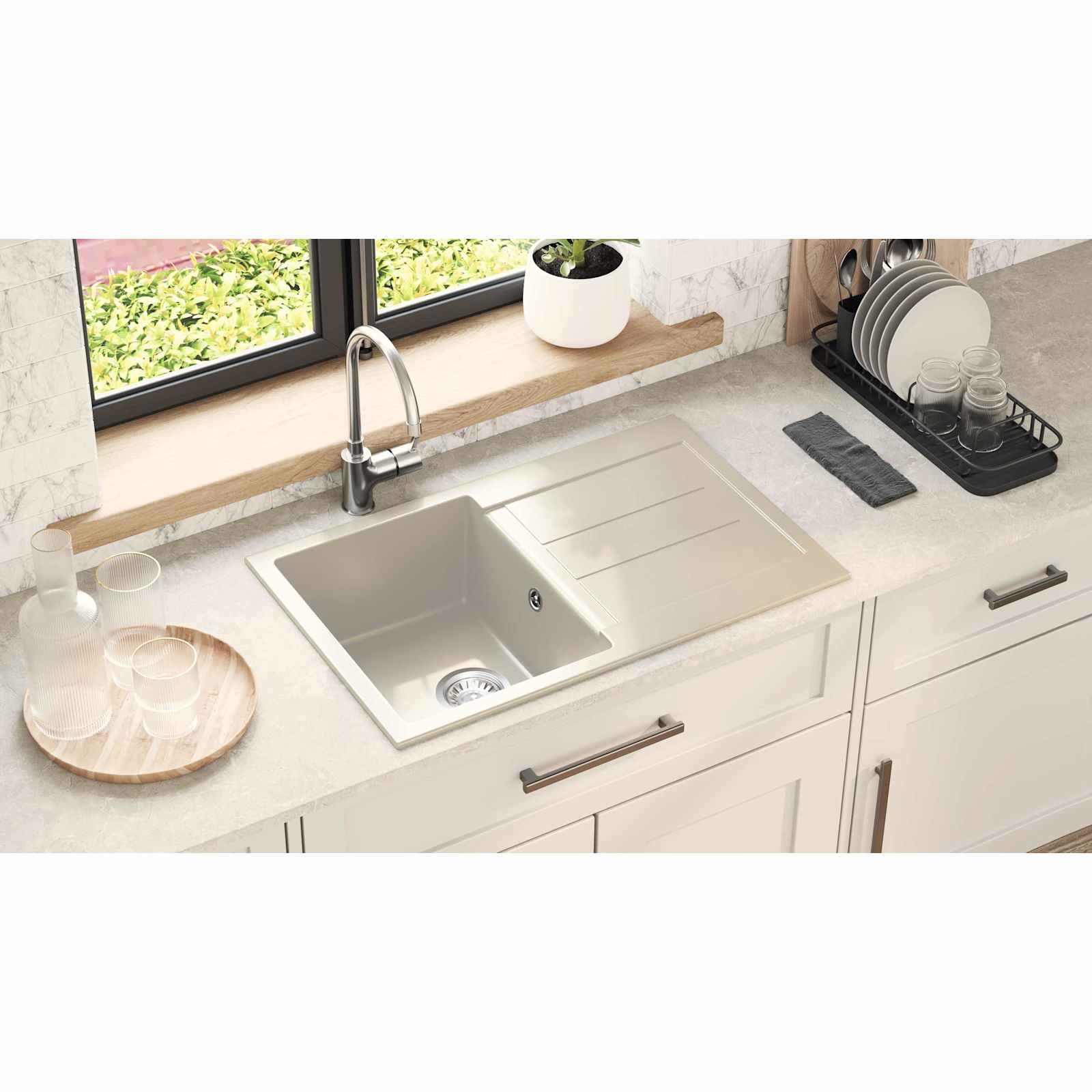 Vask Beige 780 x 500 mm 80% Kvarts og 20% Resin