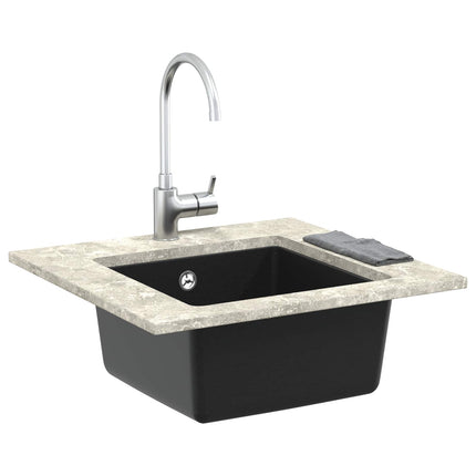 Vask 80% Kvarts og 20% Resin 430 x 460 mm Sort