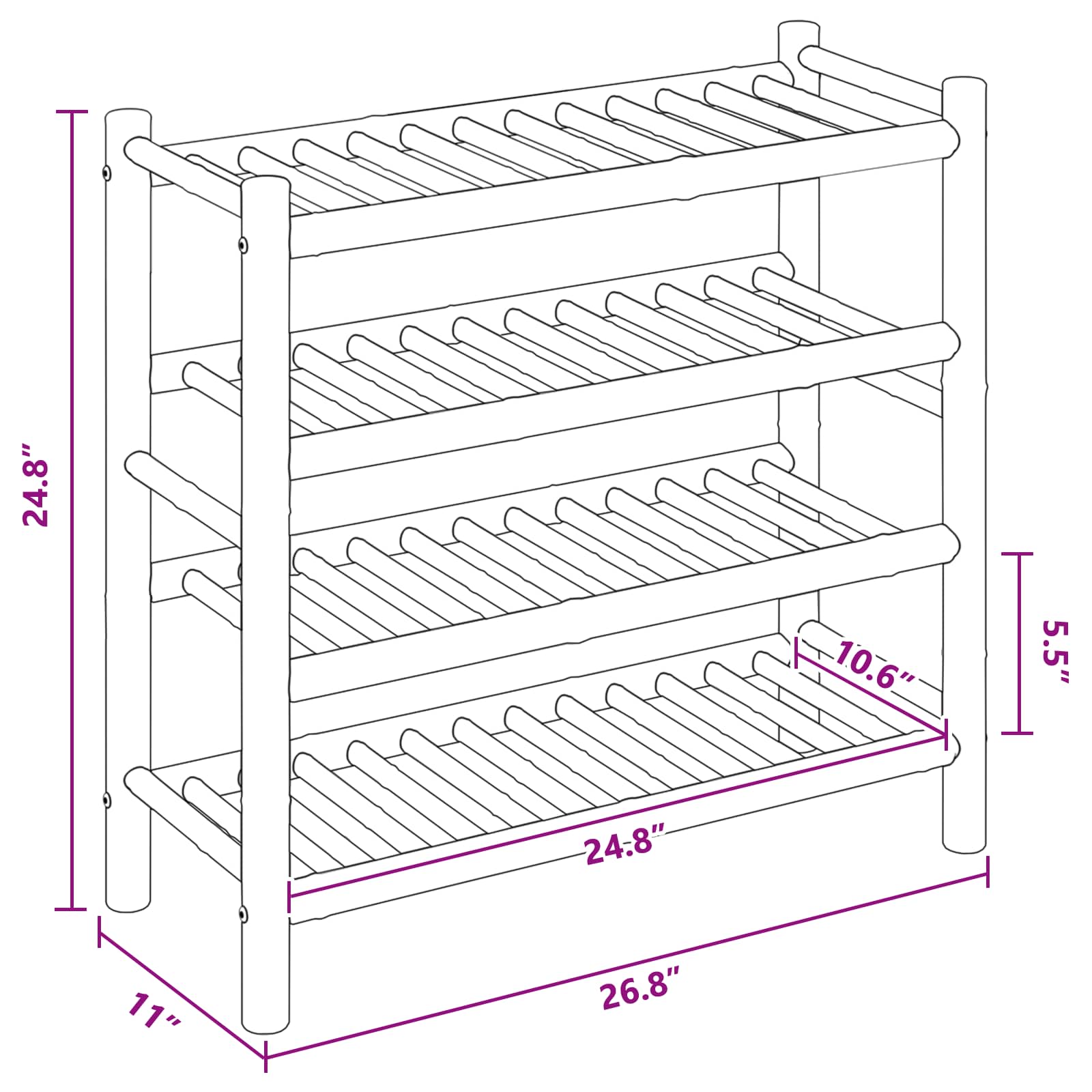 Skostativ med hylde Naturfarvet 68 x 28 x 63 cm Bambus