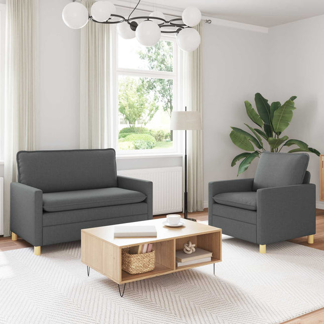 Sofa Sæt 2 stk. Mørkegrå Stof