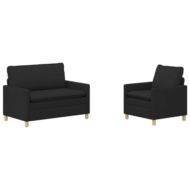 Sofa Sæt 2 stk. Sort Stof