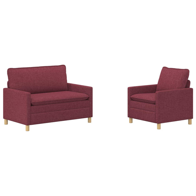 Sofa Sæt 2 stk. Vinrød Stof