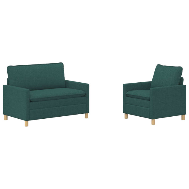 Sofa Sæt 2 stk. Mørkegrøn Stof