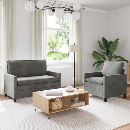 Sofa Sæt 2 pcs Lysegrå Fløjl