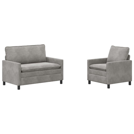 Sofa Sæt 2 pcs Lysegrå Fløjl
