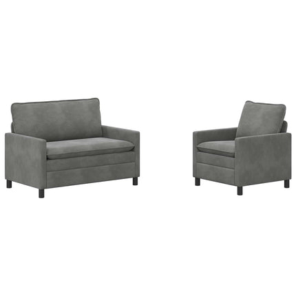 Sofa Sæt 2 stk. Mørkegrå Fløjl