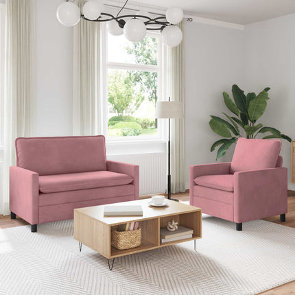 Sofa Sæt 2 pcs Lyserød Fløjl