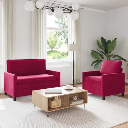 Sofa Sæt 2 stk. Vinrød Fløjl