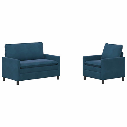 Sofa Sæt 2 stk. Blå Fløjl