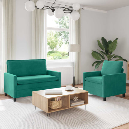 Sofa Sæt 2 pcs Turkis Fløjl