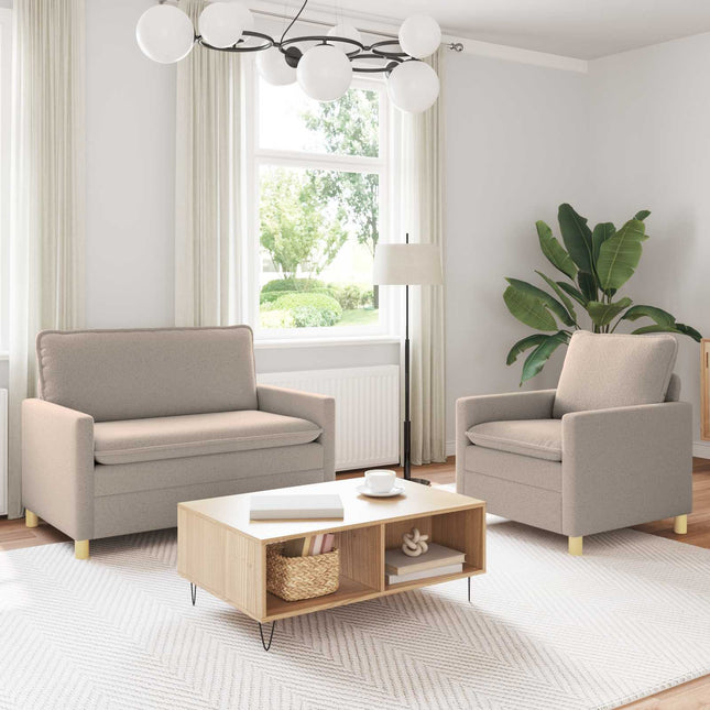 Sofa Sæt 2 stk. Lysegrå Stof