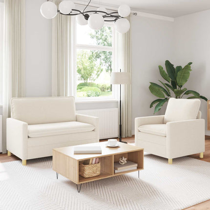 Sofa Sæt 2 stk. Cremefarvet Stof