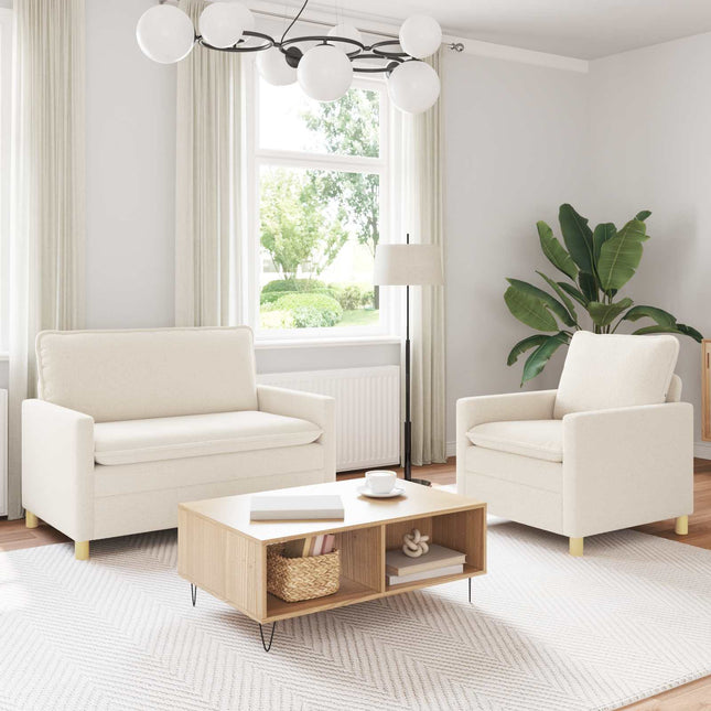 Sofa Sæt 2 stk. Cremefarvet Stof