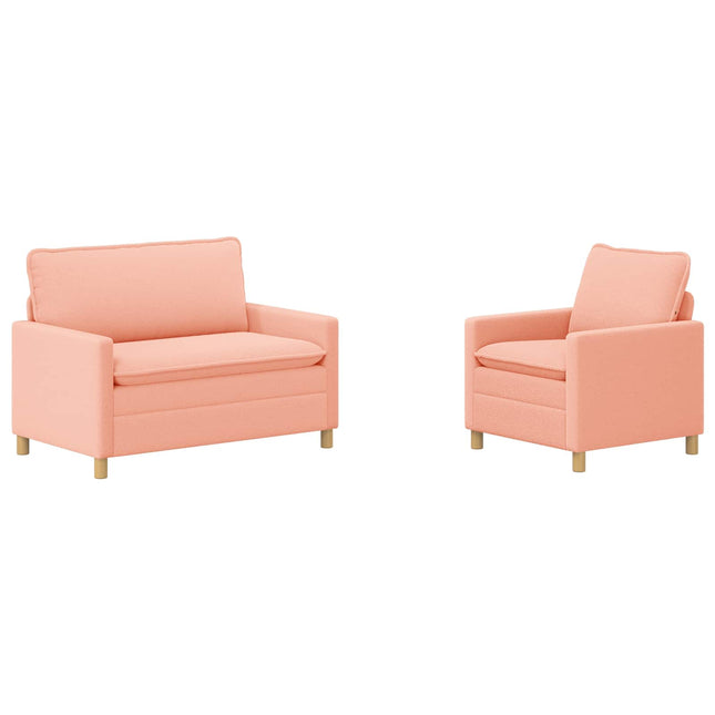 Sofa Sæt 2 stk. Lyserød Stof
