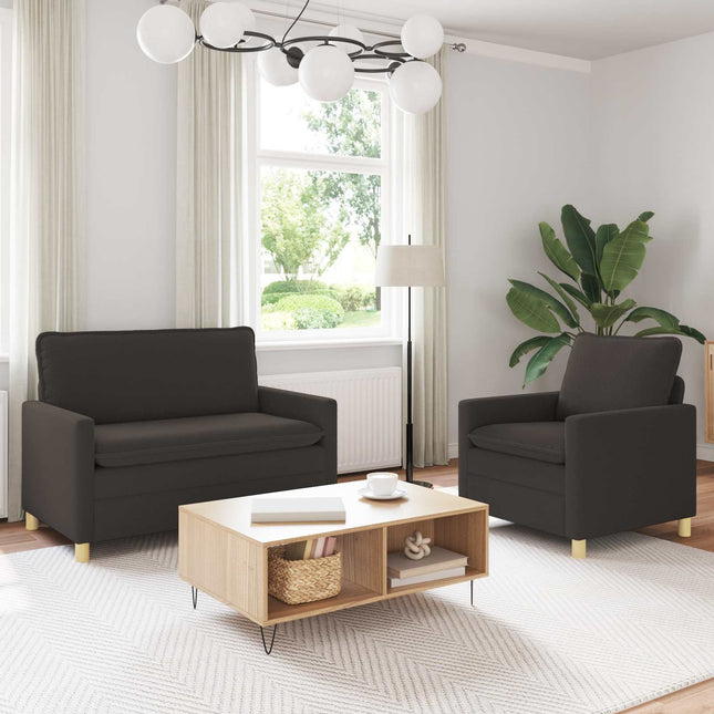 Sofa Sæt 2 stk. Mørkegrå Stof
