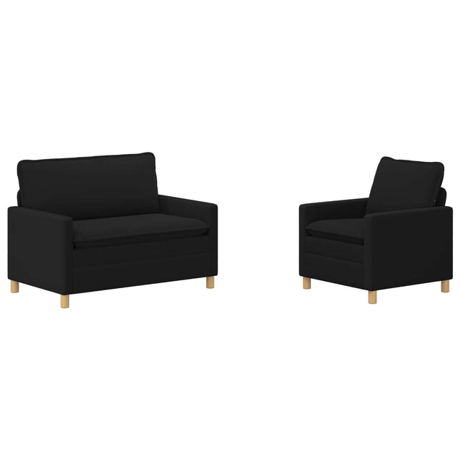 Sofa Sæt 2 stk. Sort Stof