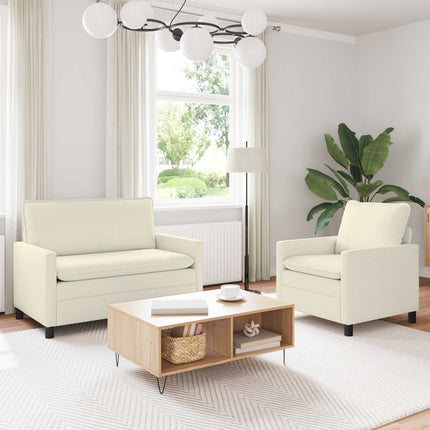 Sofa Sæt 2 pcs Cremefarvet Stof