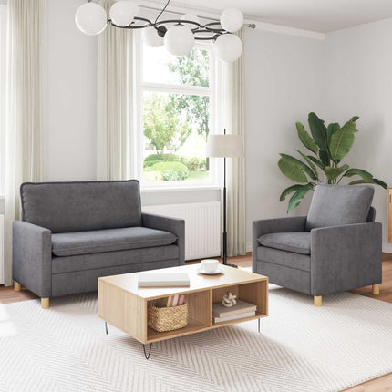 Sofa Sæt 2 pcs Lysegrå Polyester