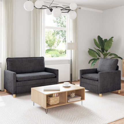 Sofa Sæt 2 pcs Mørkegrå Polyester