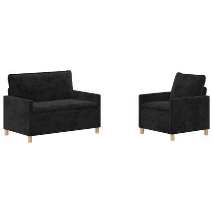 Sofa Sæt 2 pcs Sort Polyester