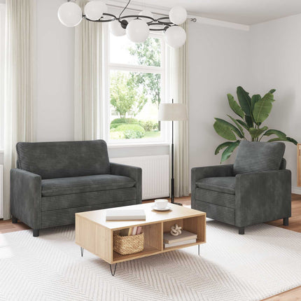 Sofa Sæt 2 pcs Lysegrå Polyester