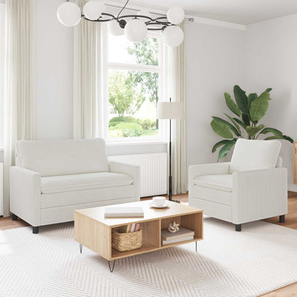 Sofa Sæt 2 pcs Cremefarvet Polyester