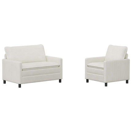 Sofa Sæt 2 pcs Cremefarvet Polyester