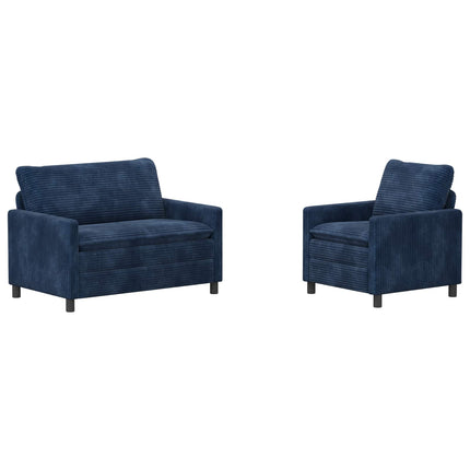 Sofa Sæt 2 pcs Mørkeblå Polyester