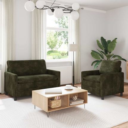 Sofa Sæt 2 pcs Grøn Polyester